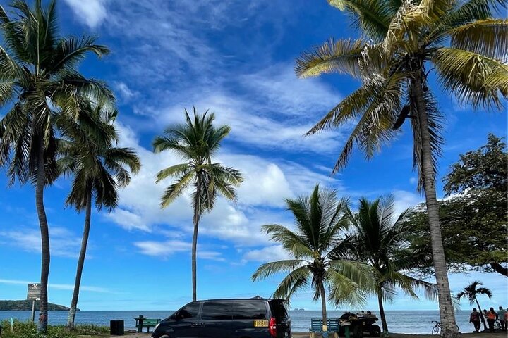 17+ years driving Guanacaste — Ninta driver and vehicle at a resort