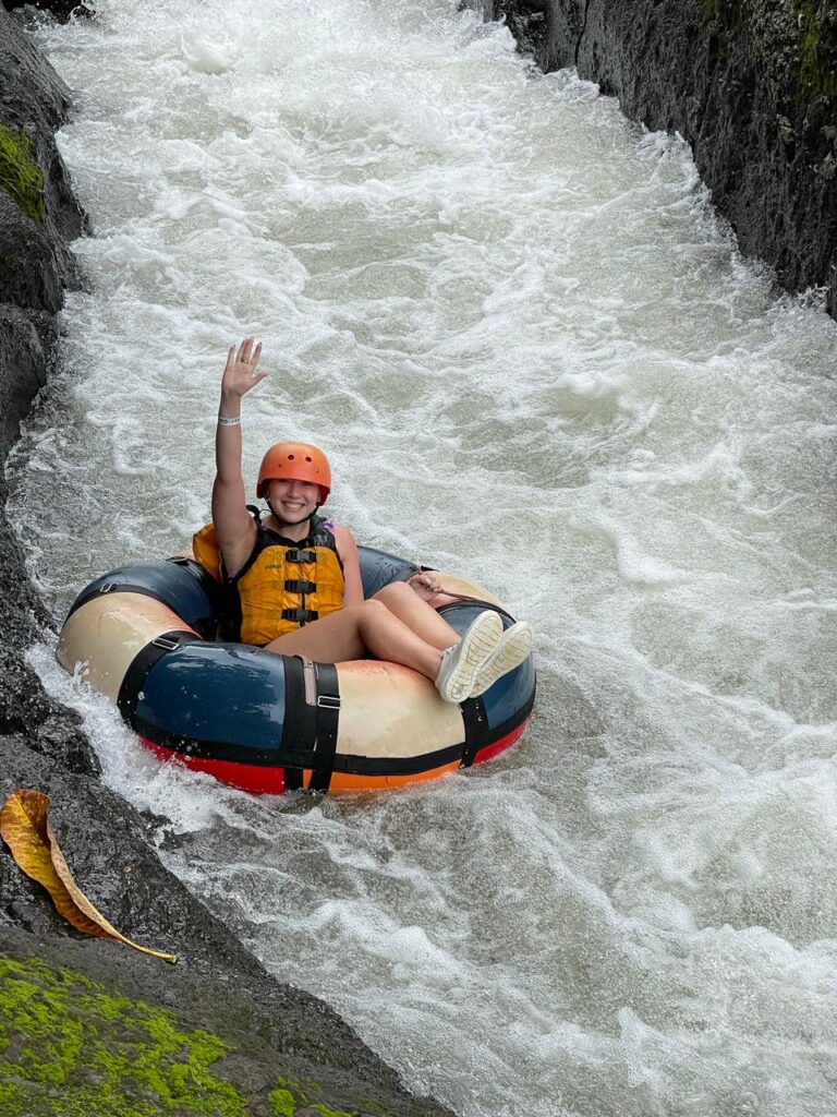 River tubing adventure among rocks and jungle in Guanacaste, Costa Rica