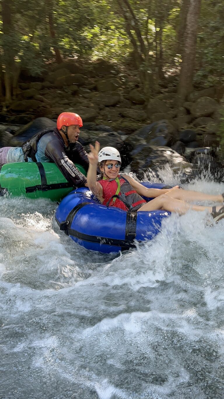 River tubing through foaming rapids near Rincón de la Vieja, Costa Rica