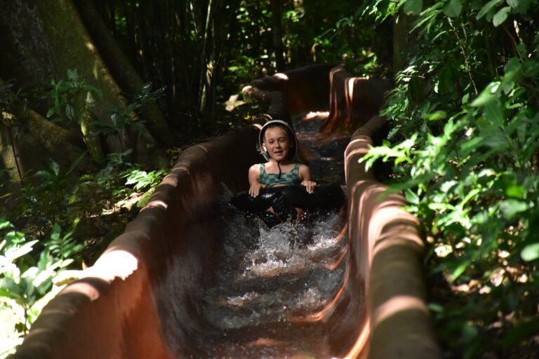Water slide winding through the jungle on a Guanacaste adventure tour