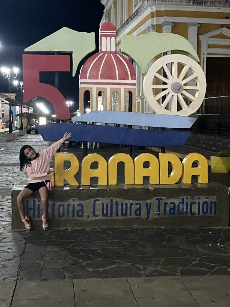 Twin towers of the historic Iglesia de Guadalupe in Granada, Nicaragua