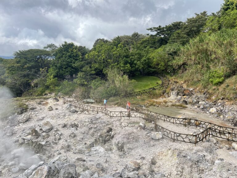 Thermal pools set in a tropical garden at a Guanacaste hot springs